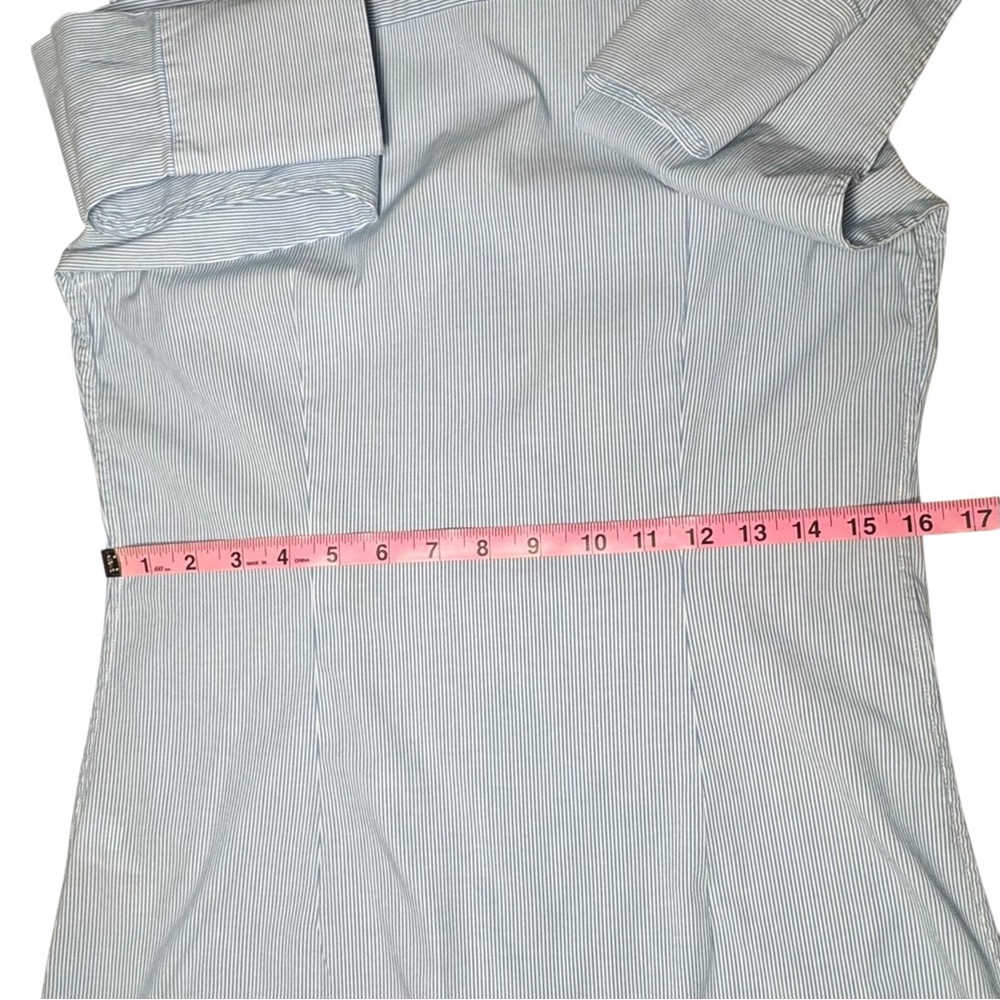 Banana Republic Riley Blue & White Striped Cotton Button Down Shirt Size 4 Tall - Picture 7 of 14